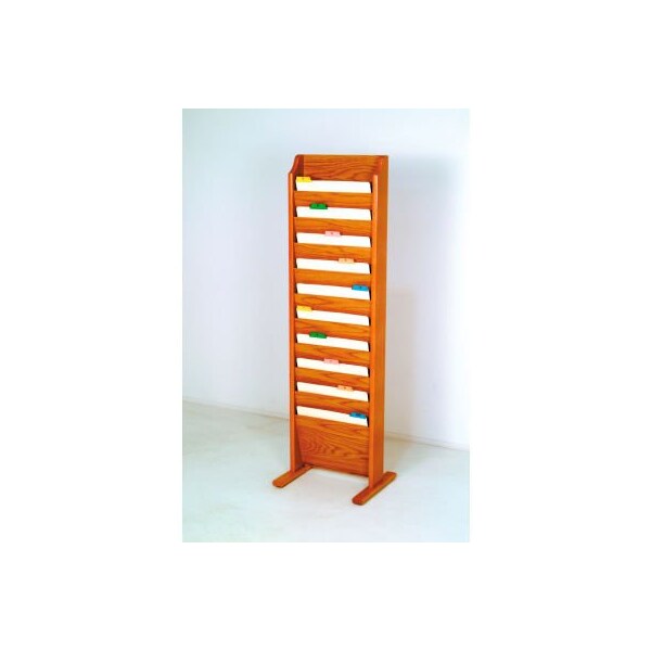 Wooden Mallet Free Standing 10 Pocket Chart Holder - Medium Oak CH10-FSMO - main